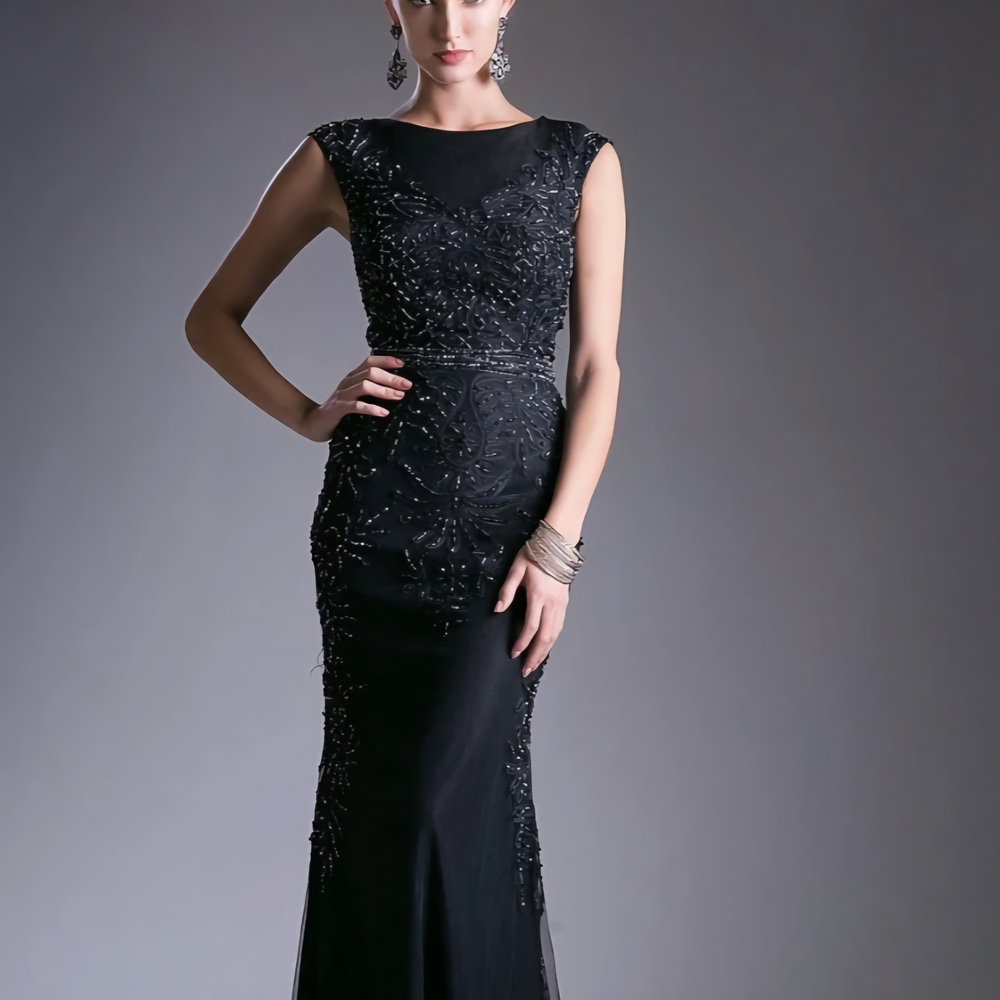 Cinderella Black Beaded Maxi Dress